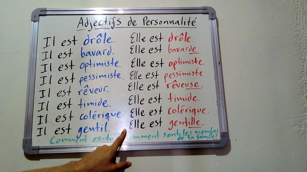 adjetivos de personalidad en francés