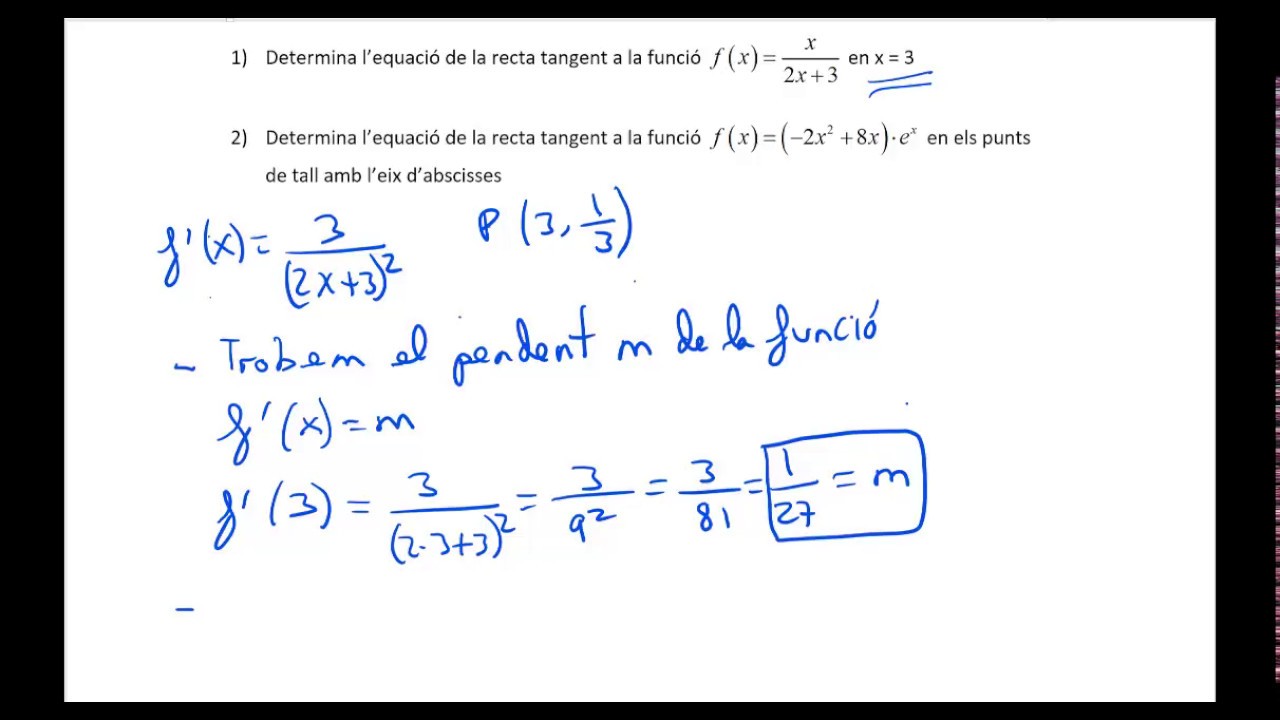 equació de la recta tangent