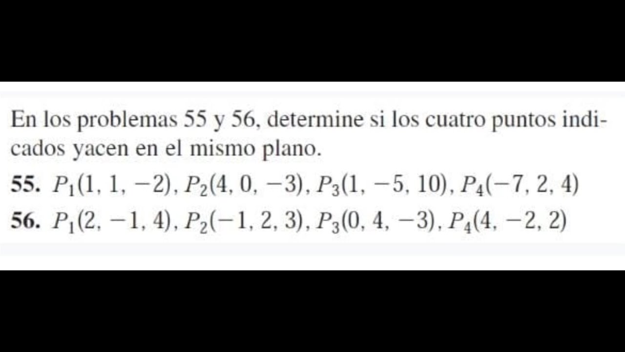 como saber si 4 puntos son coplanarios