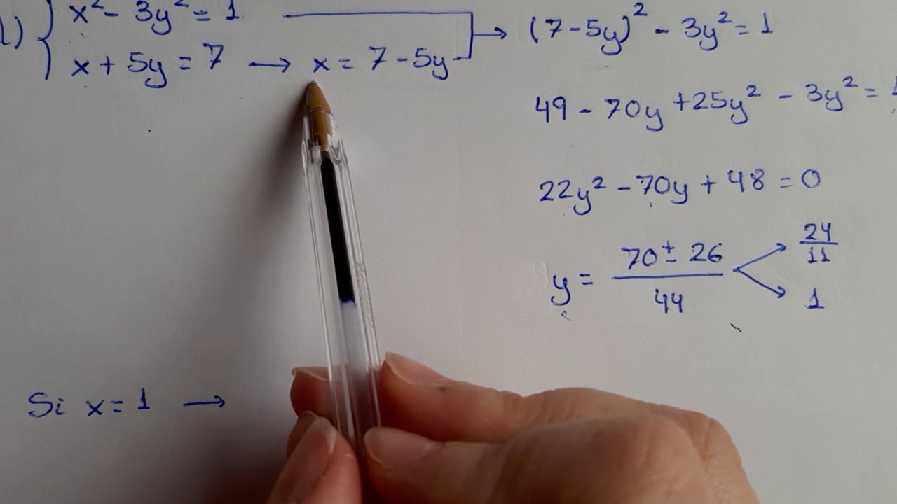 sistema de ecuaciones no lineales 4 eso