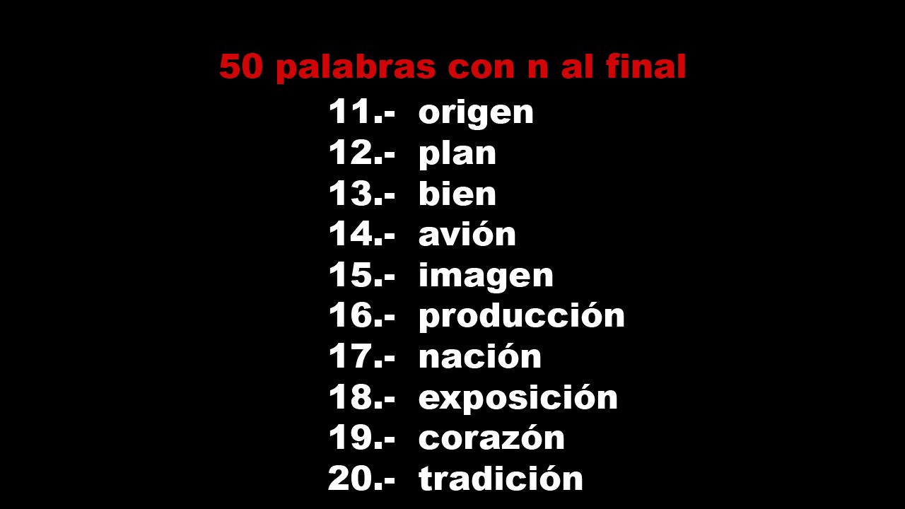 palabras terminadas en no