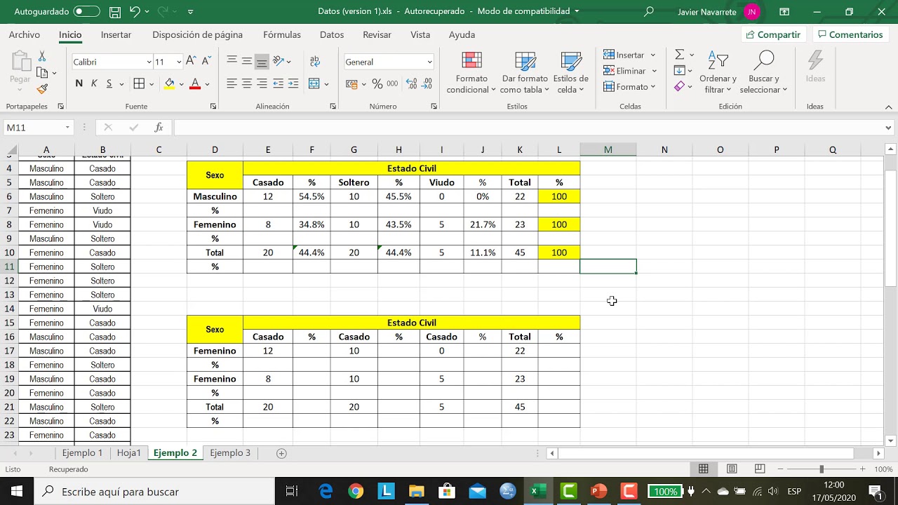 tabla bidimensional